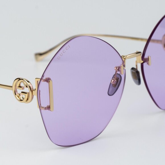 Gucci Women Sunglasses Gold Chain Violet Round GG1203S 001 NEW AUTHENTIC main image 7